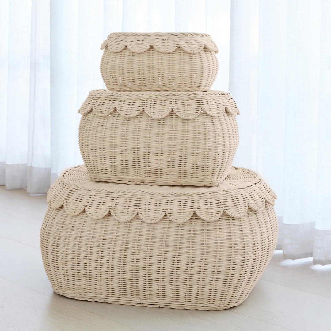 FAUNA Trio Rattan Scallop Basket Set