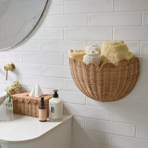 Lola scalloped wall storage basket, Handmade & Natural by BEBE