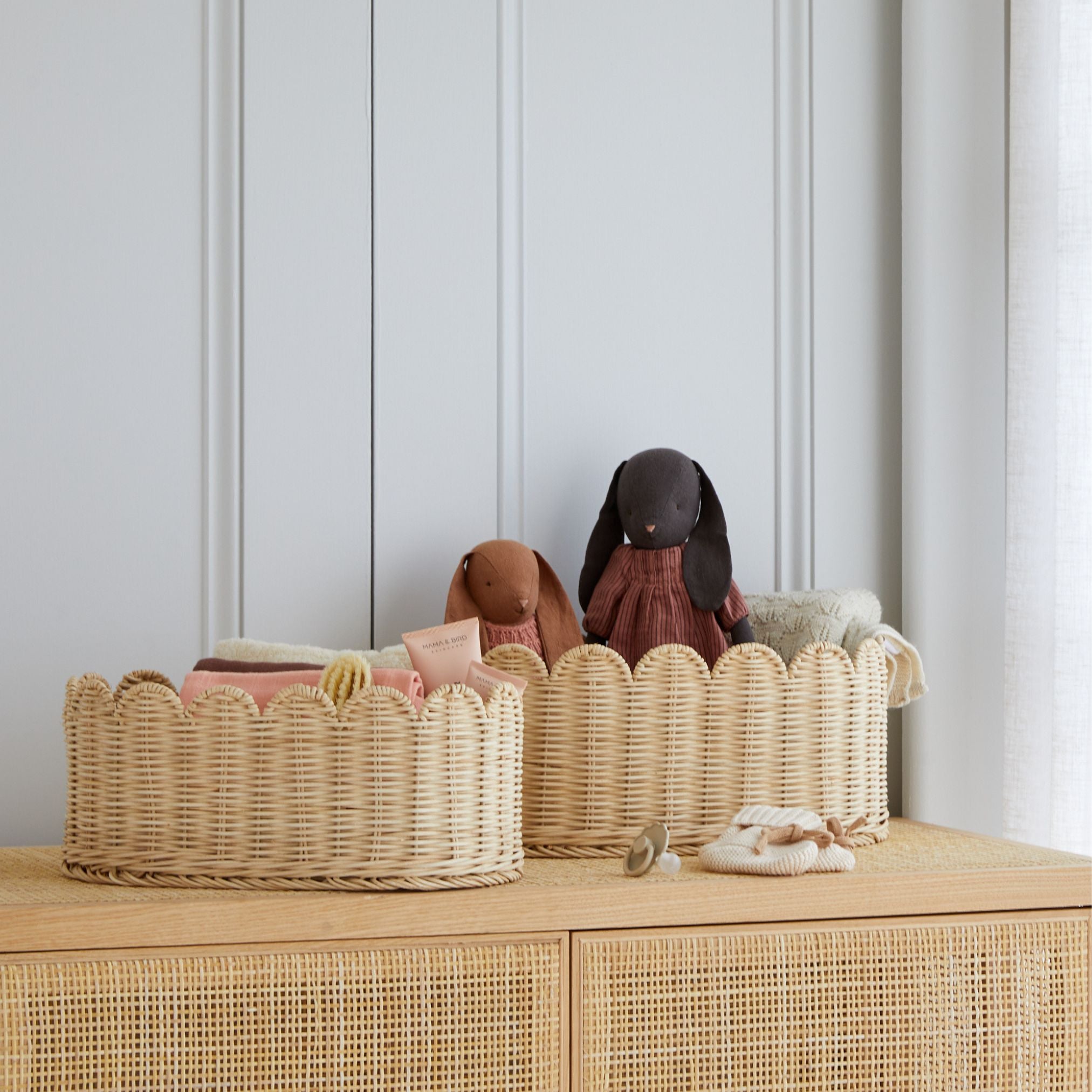 Belle scalloped wall storage basket, Handmade & Natural by BEBE BASK