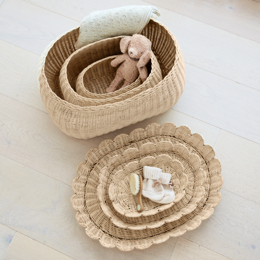 FAUNA Trio Rattan Scallop Basket Set