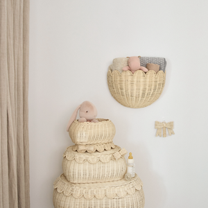 Lola scalloped wall storage basket, Handmade & Natural by BEBE