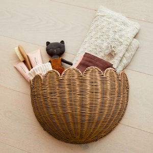 LOLA Scalloped Wall Basket Mocca