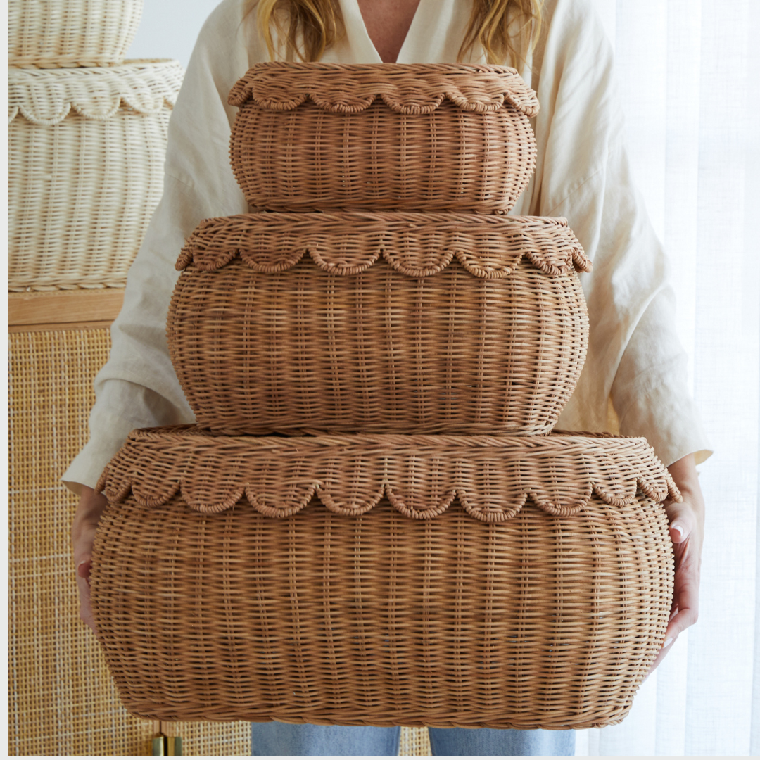 FAUNA trio rattan basket set mocca