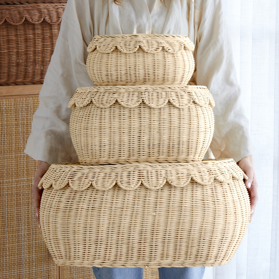 FAUNA Trio Rattan Scallop Basket Set