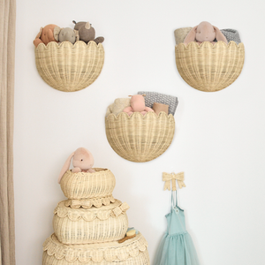 Lola scalloped wall storage basket, Handmade & Natural by BEBE