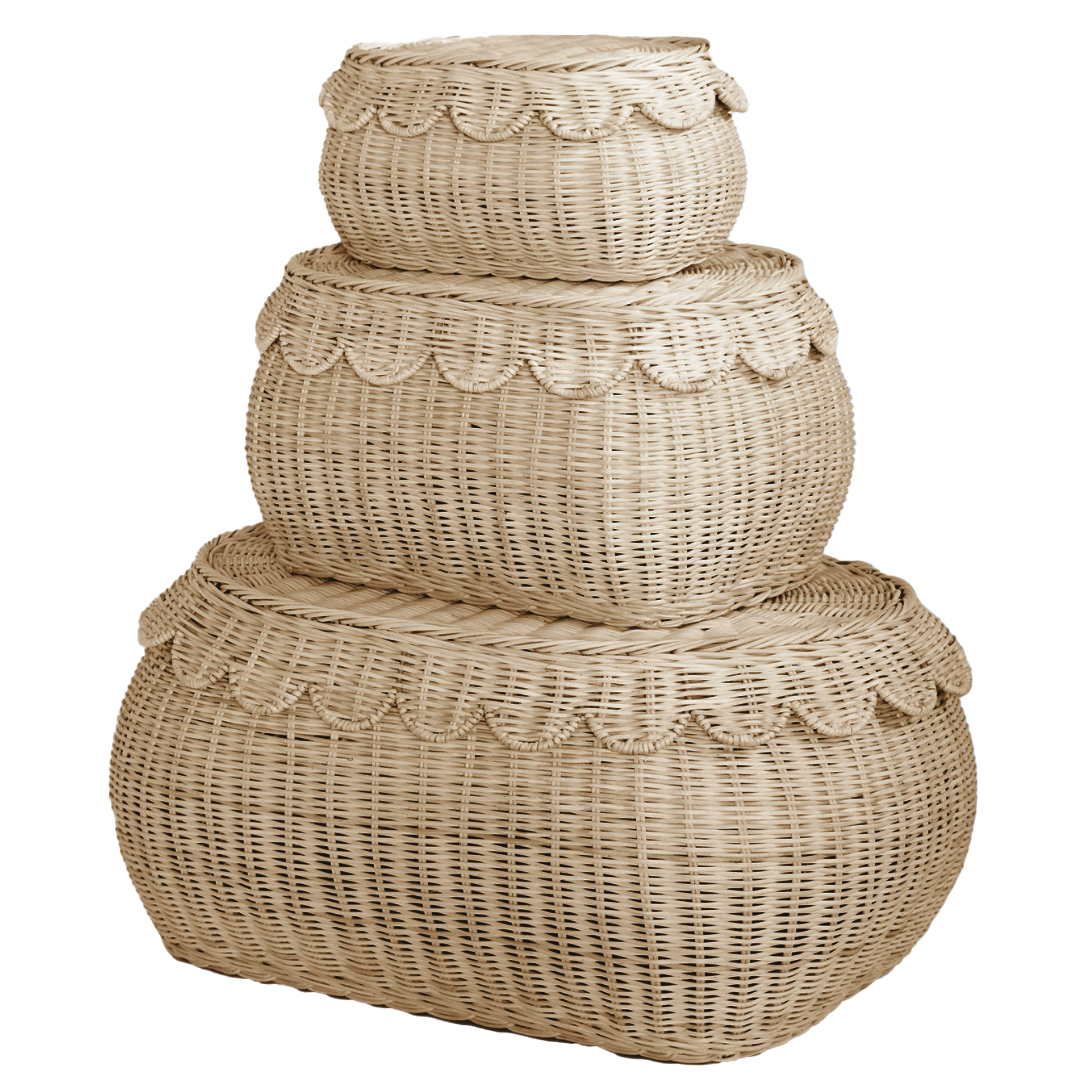 FAUNA Trio Rattan Scallop Basket Set