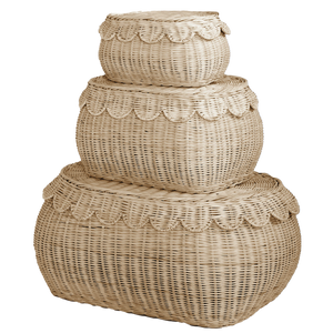 FAUNA Trio Rattan Scallop Basket Set