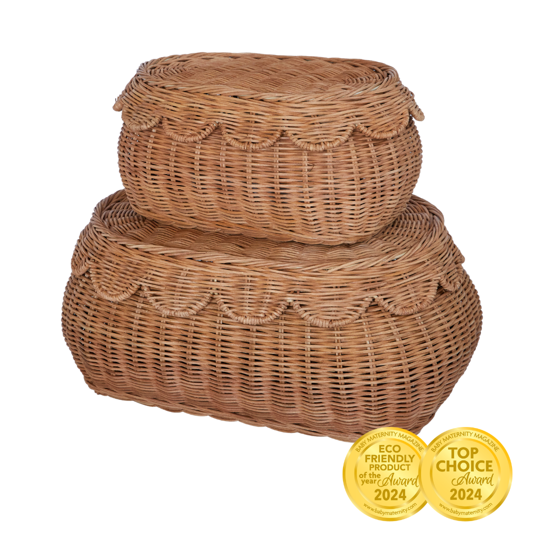 FLORA scalloped basket set mocca