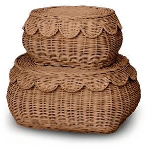 FLORA scalloped basket set mocca