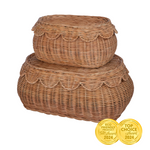 Load image into Gallery viewer, FLORA scalloped basket set mocca
