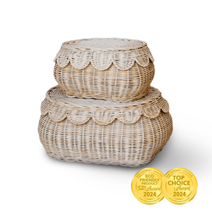 FLORA Duo Rattan Scallop Basket Set