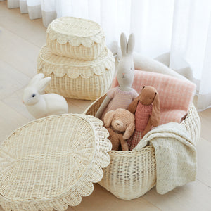 FAUNA Trio Rattan Scallop Basket Set