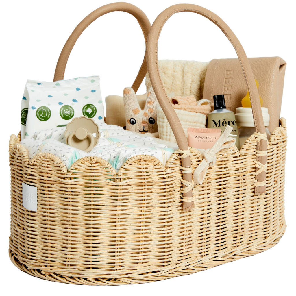 Boho Baby Changing Basket | Moses Basket With Changing Pad | Diaper Caddy & Storage | Portable Foldable Design | CPC Certified