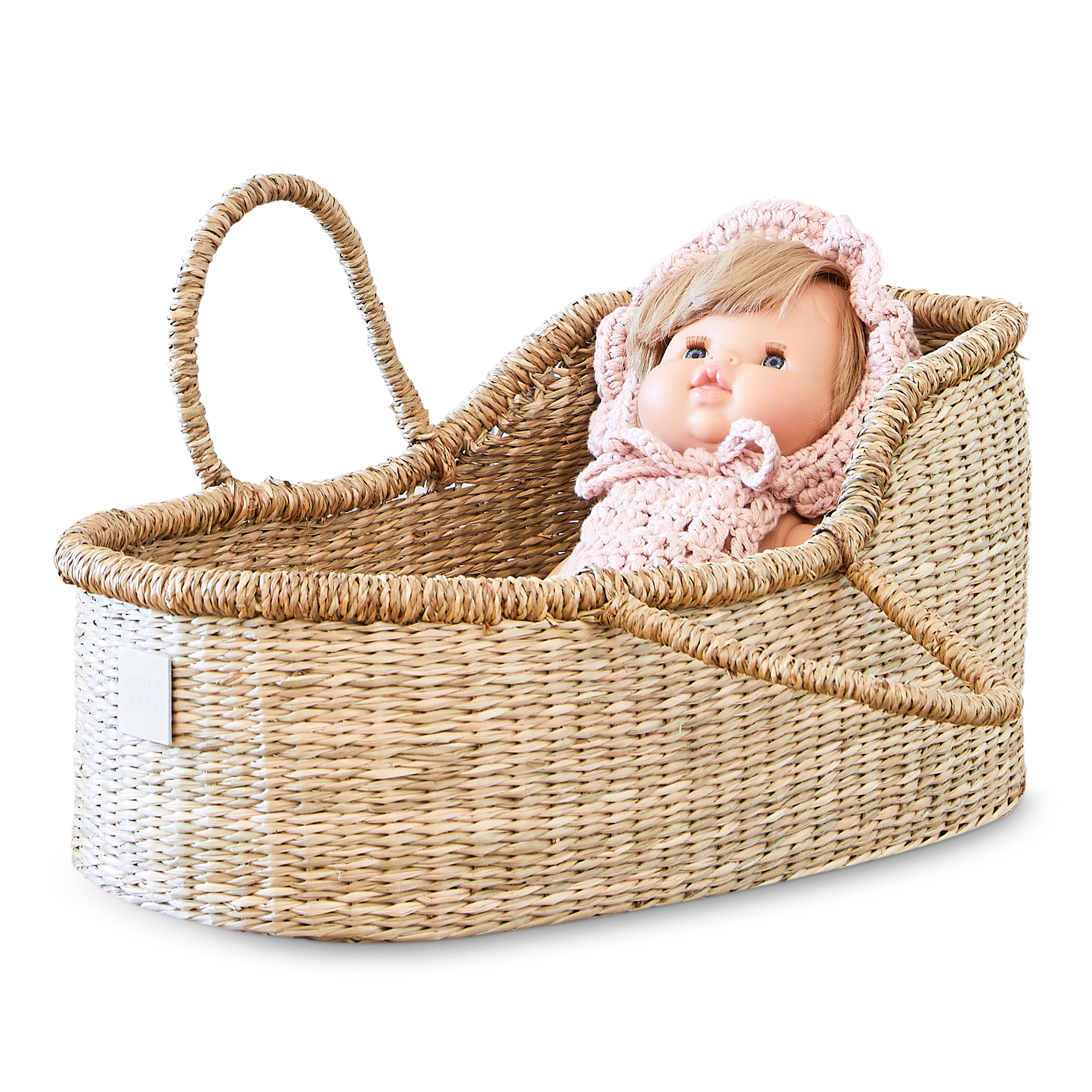 Bebe Bask Premium Baby Doll Bassinet. Handcrafted Baby Doll Moses Basket, Perfect Baby Doll Basket or Baby Doll Basket Carrier.